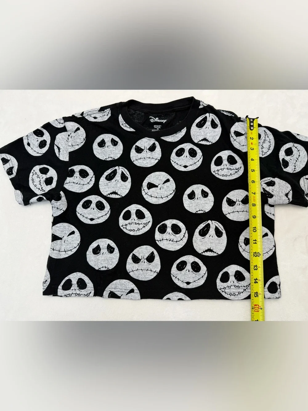 Disney Nightmare Before Christmas Jack Skellington Crop Top Shirt Size M Black